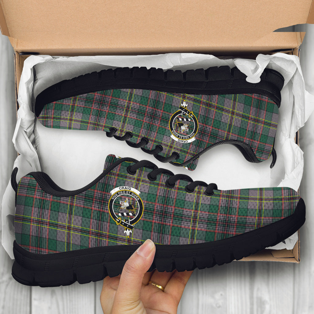 Craig Ancient Tartan Sneakers with Family Crest - Tartan Vibes Clothing