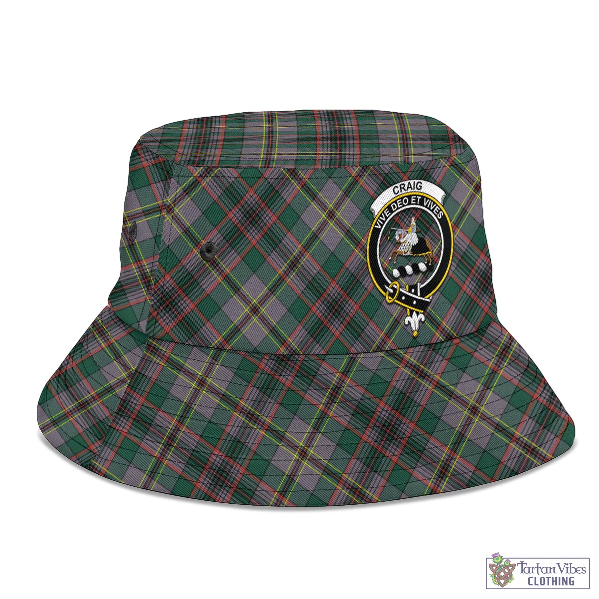 Tartan Vibes Clothing Craig Ancient Tartan Bucket Hat with Family Crest