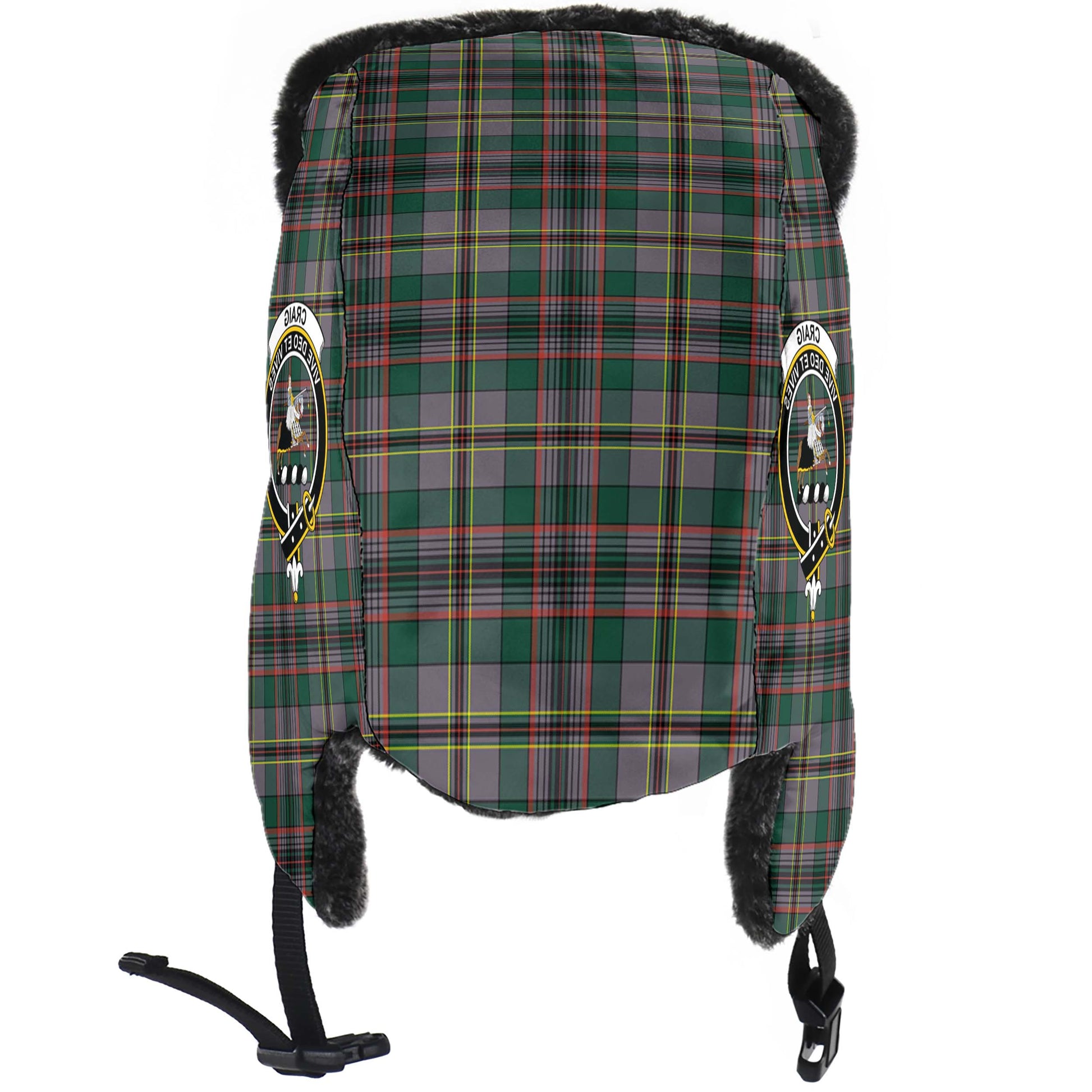 Craig Ancient Tartan Winter Trapper Hat with Family Crest - Tartanvibesclothing