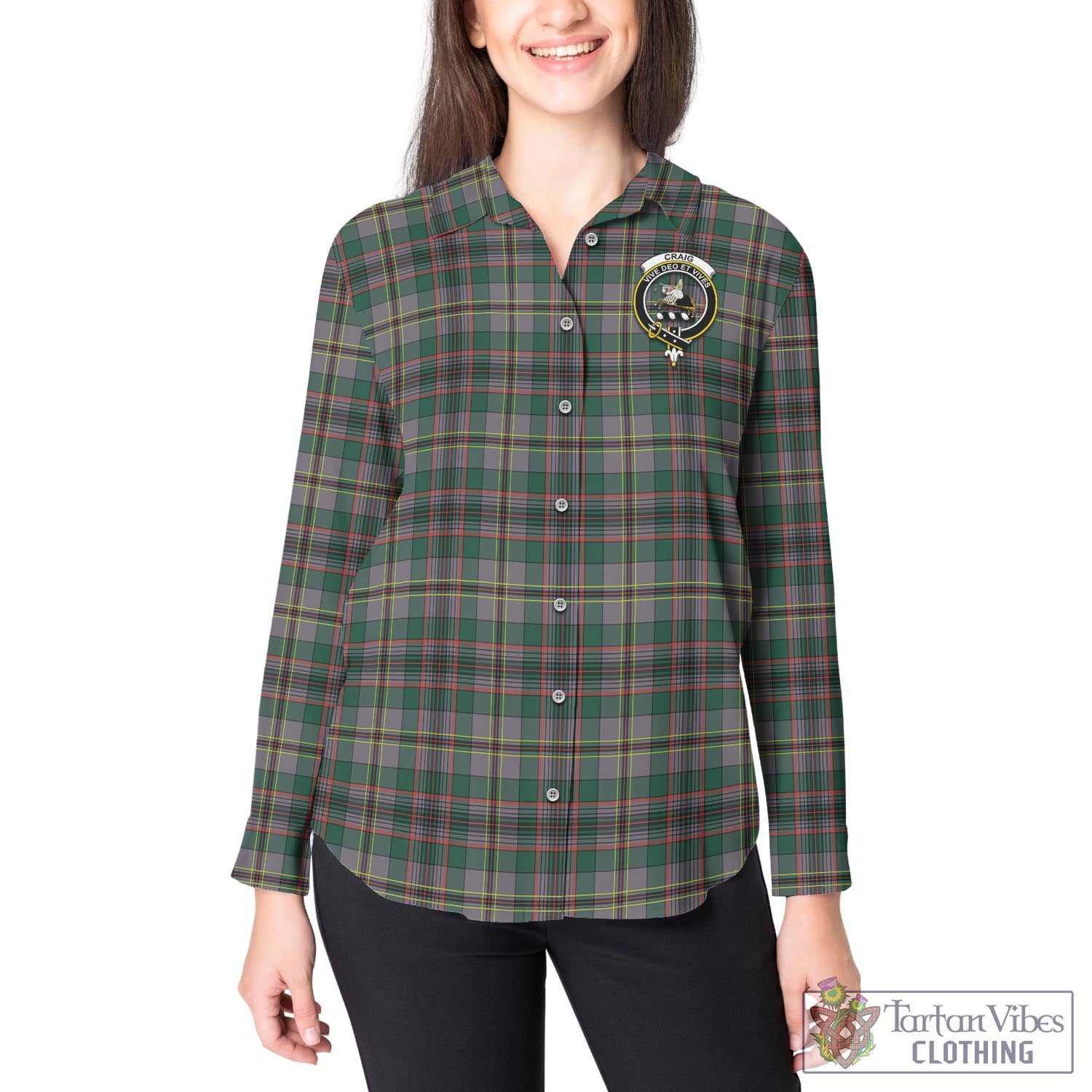 Tartan Vibes Clothing Craig Ancient Tartan Womens Casual Shirt with Family Crest