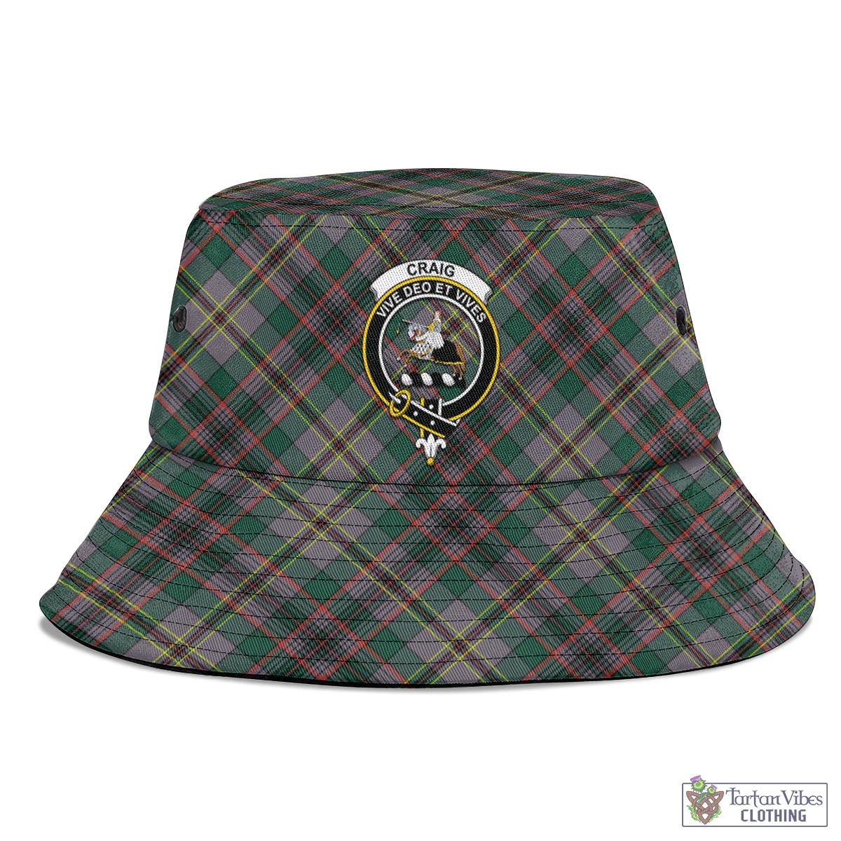 Tartan Vibes Clothing Craig Ancient Tartan Bucket Hat with Family Crest