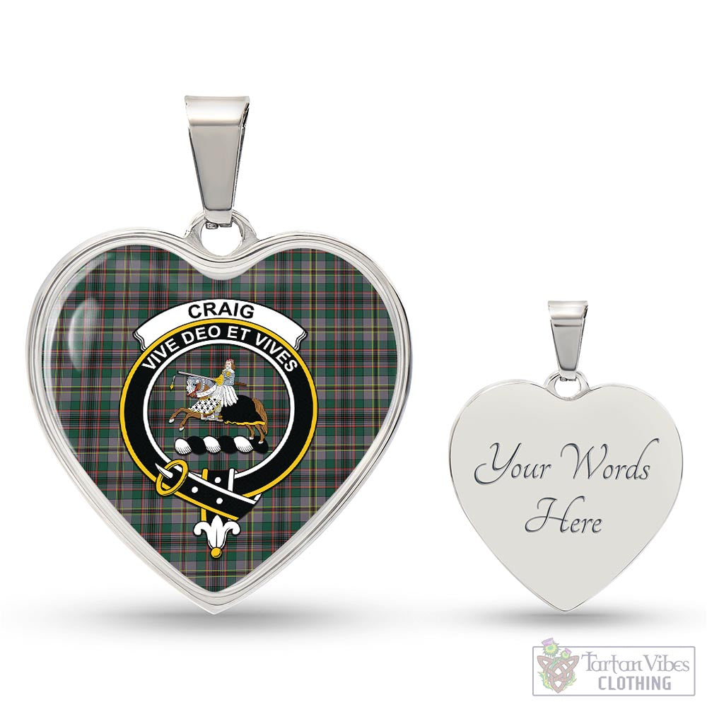 Tartan Vibes Clothing Craig Ancient Tartan Heart Necklace with Family Crest