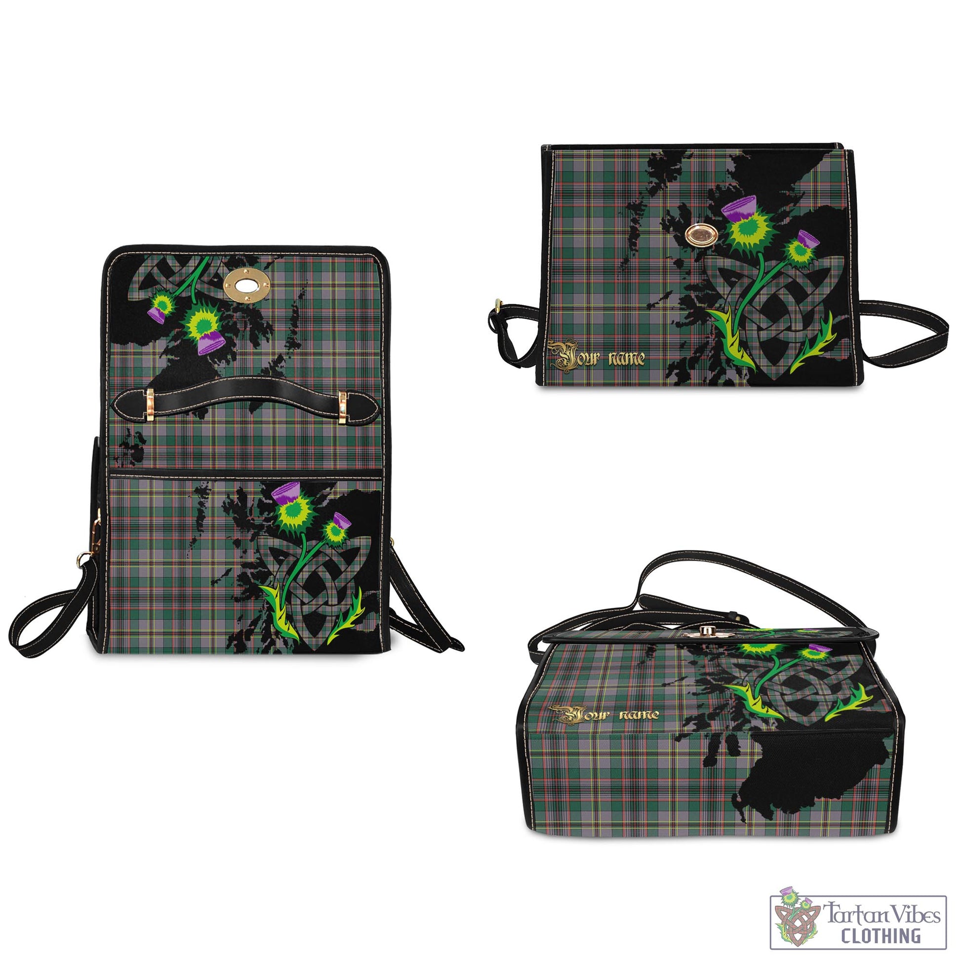 Tartan Vibes Clothing Craig Ancient Tartan Waterproof Canvas Bag with Scotland Map and Thistle Celtic Accents