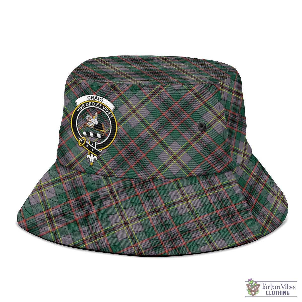 Tartan Vibes Clothing Craig Ancient Tartan Bucket Hat with Family Crest