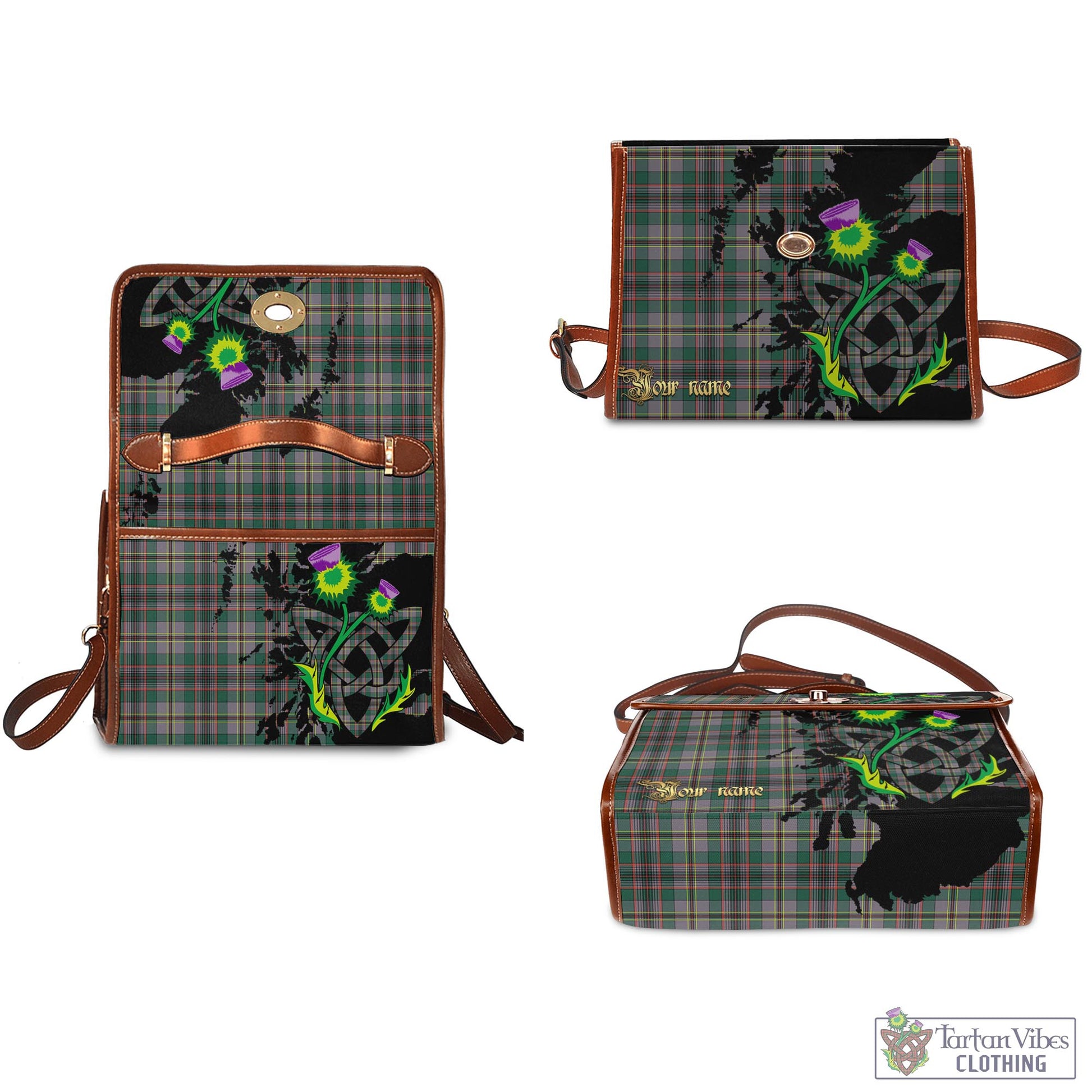 Tartan Vibes Clothing Craig Ancient Tartan Waterproof Canvas Bag with Scotland Map and Thistle Celtic Accents