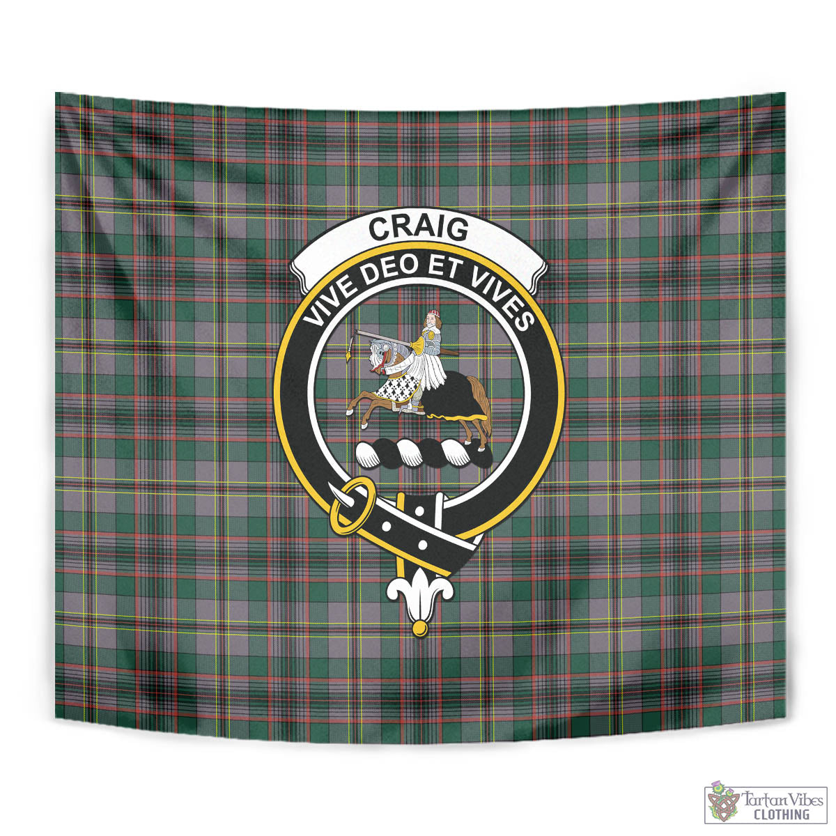 Tartan Vibes Clothing Craig Ancient Tartan Tapestry Wall Hanging and Home Decor for Room with Family Crest