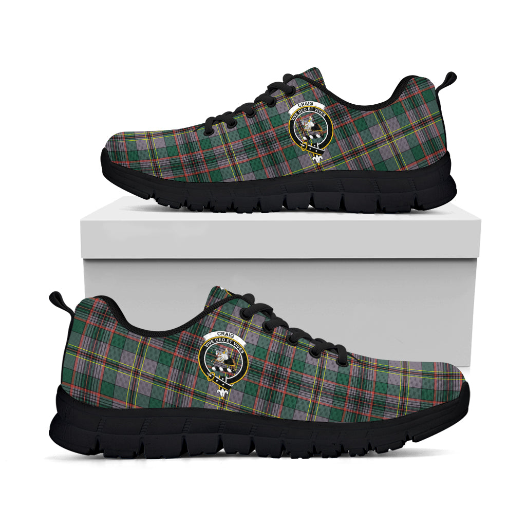 Craig Ancient Tartan Sneakers with Family Crest - Tartan Vibes Clothing