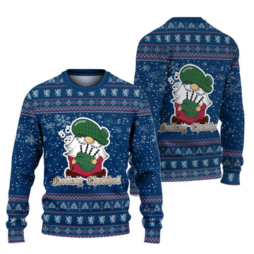 Cranston Clan Christmas Family Ugly Sweater with Funny Gnome Playing Bagpipes