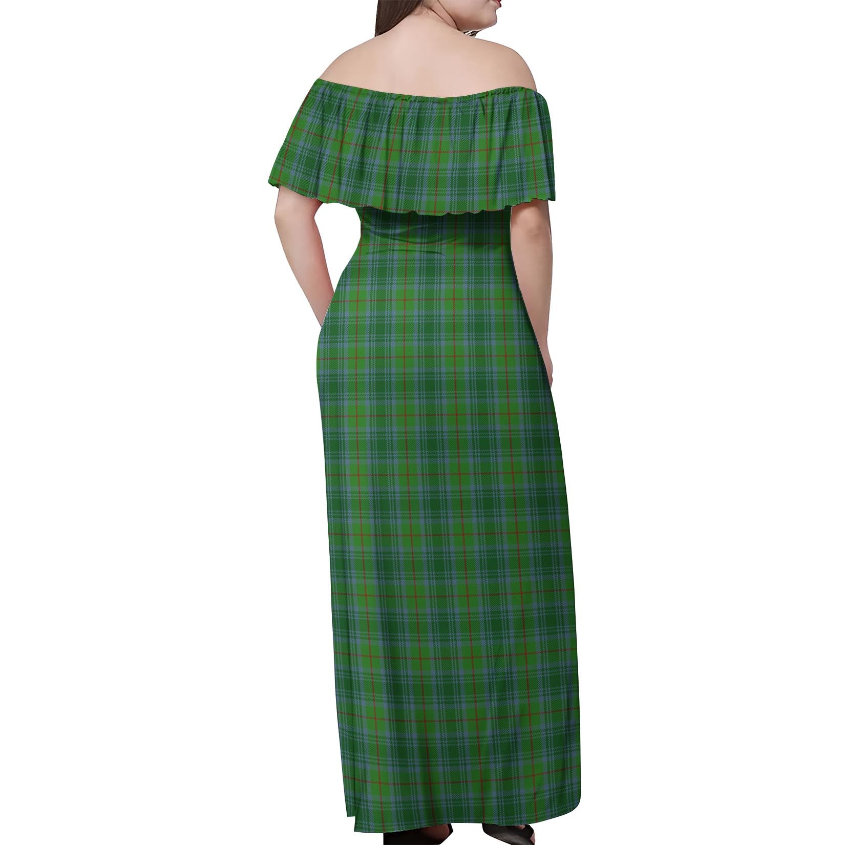 Cranston Tartan Off Shoulder Long Dress - Tartanvibesclothing