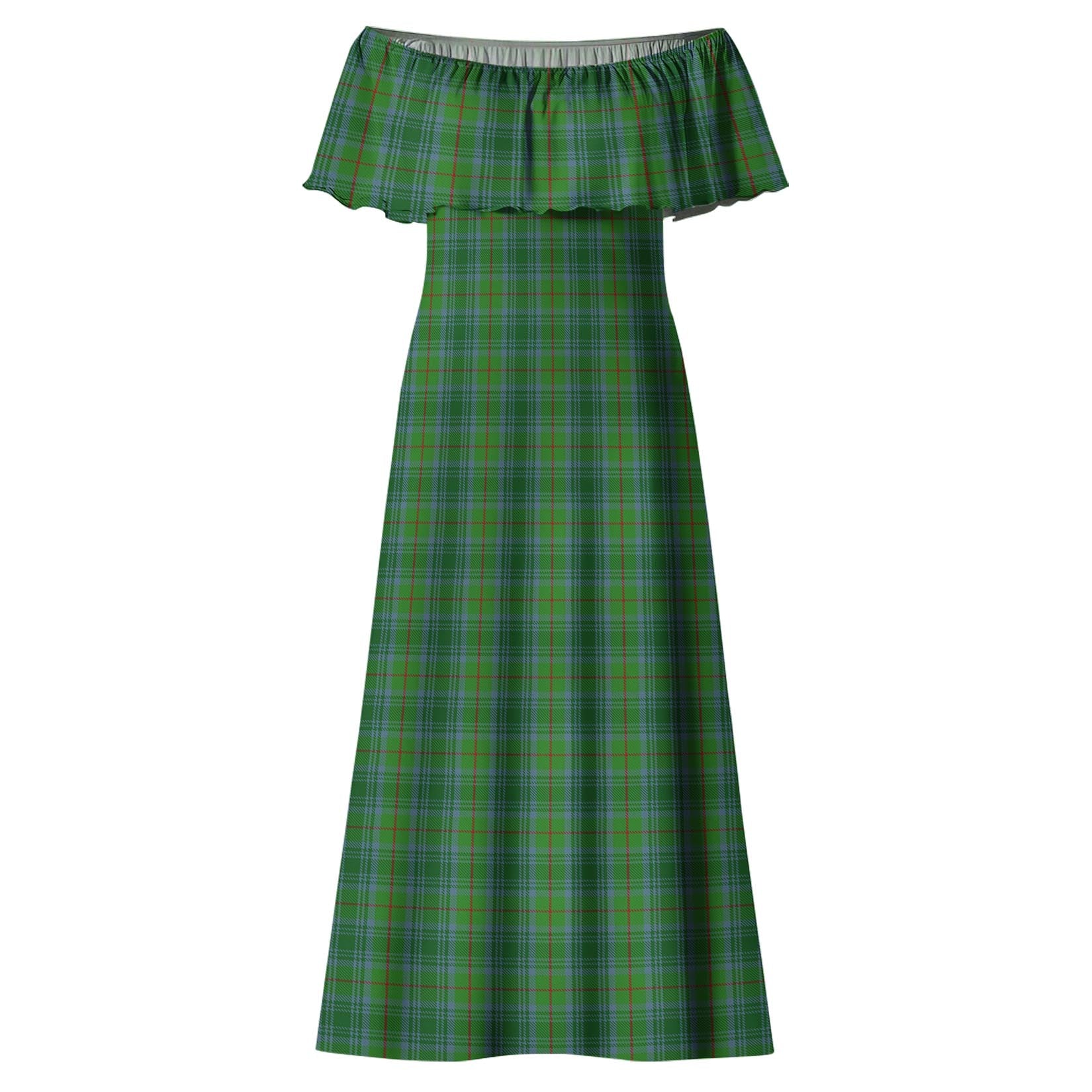 Cranston Tartan Off Shoulder Long Dress - Tartanvibesclothing