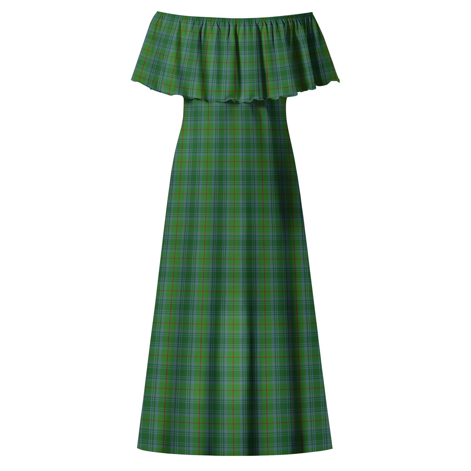 Cranston Tartan Off Shoulder Long Dress - Tartanvibesclothing