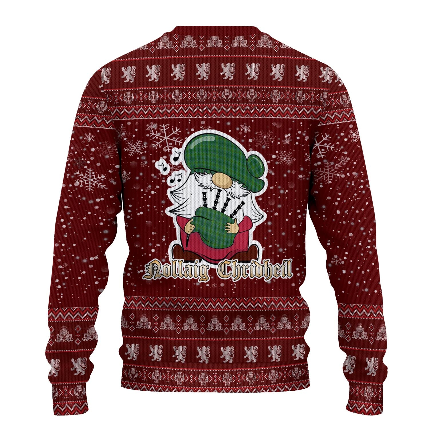 Cranston Clan Christmas Family Knitted Sweater with Funny Gnome Playing Bagpipes - Tartanvibesclothing