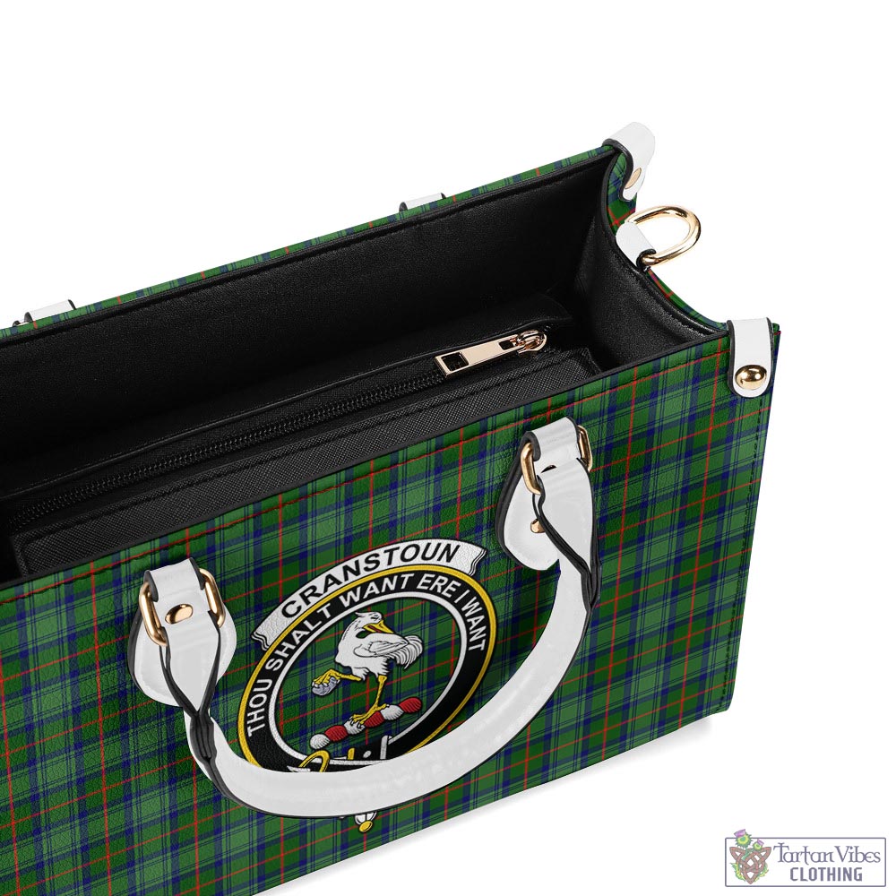 Tartan Vibes Clothing Cranstoun Tartan Luxury Leather Handbags with Family Crest