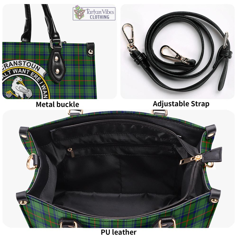 Tartan Vibes Clothing Cranstoun Tartan Luxury Leather Handbags with Family Crest