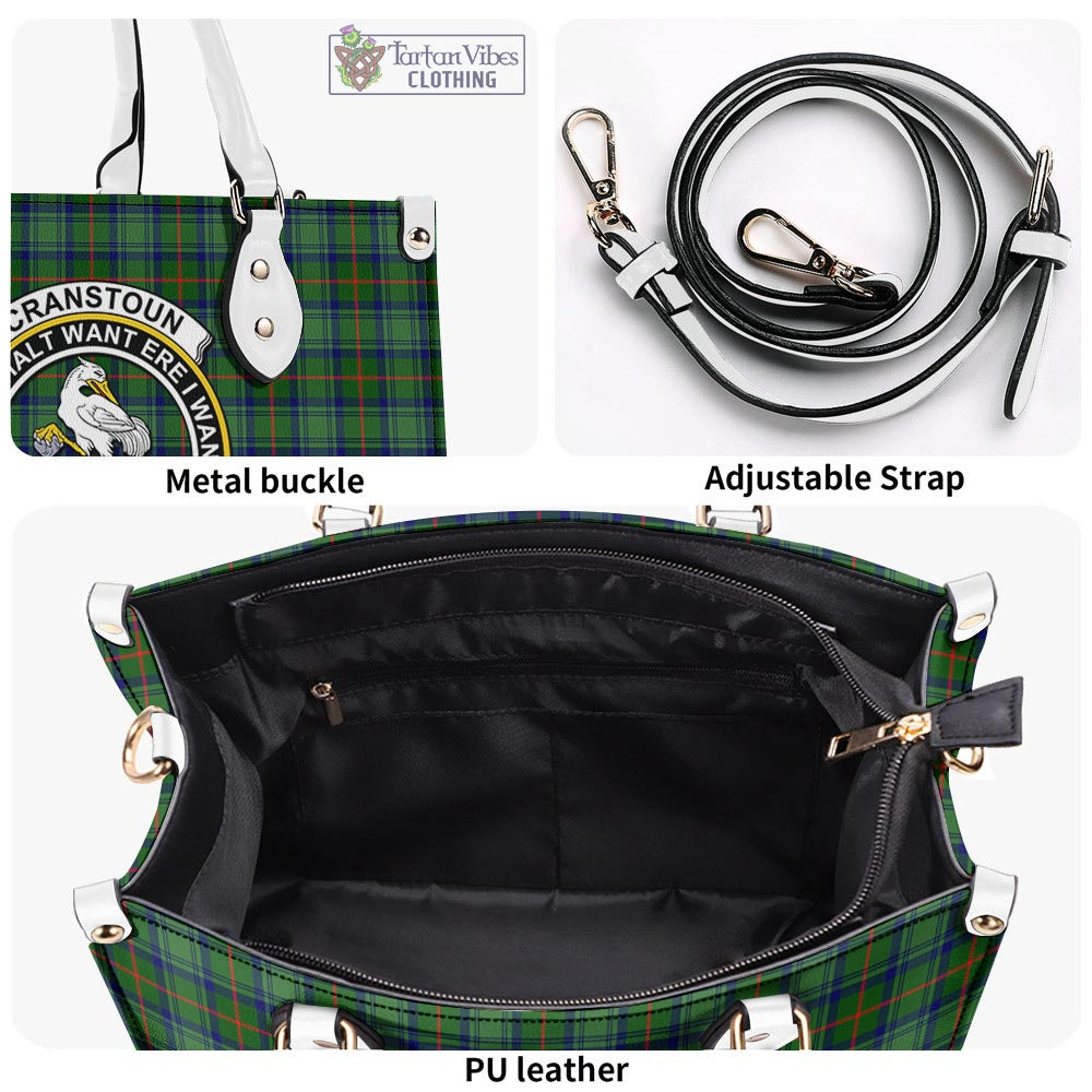 Tartan Vibes Clothing Cranstoun Tartan Luxury Leather Handbags with Family Crest