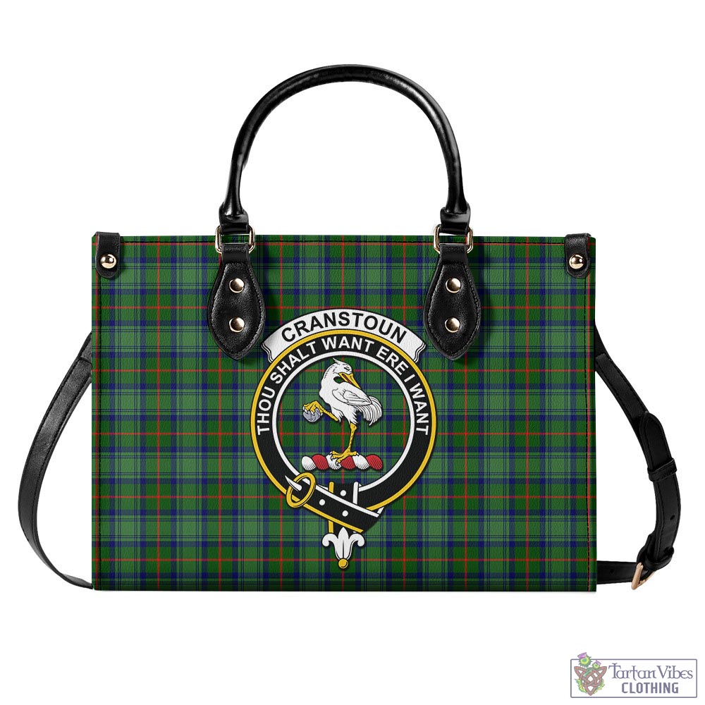 Tartan Vibes Clothing Cranstoun Tartan Luxury Leather Handbags with Family Crest