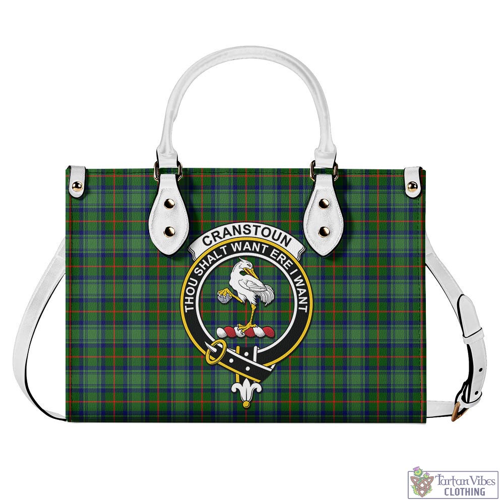 Tartan Vibes Clothing Cranstoun Tartan Luxury Leather Handbags with Family Crest