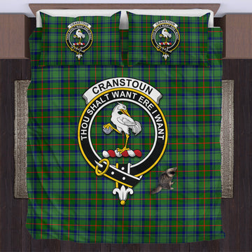 Cranstoun (Cranston) Tartan Bedding Set with Family Crest