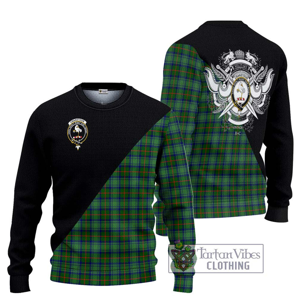 Cranstoun (Cranston) Tartan Knitted Sweater with Family Crest and Military Logo Style Unisex - Tartanvibesclothing Shop