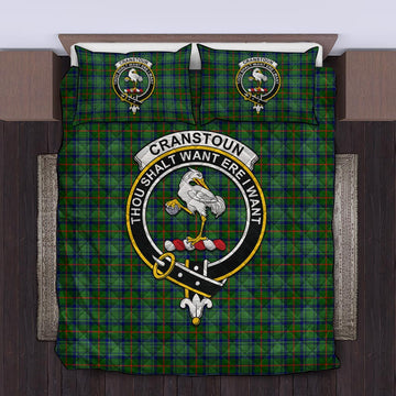 Cranstoun (Cranston) Tartan Quilt Bed Set with Family Crest