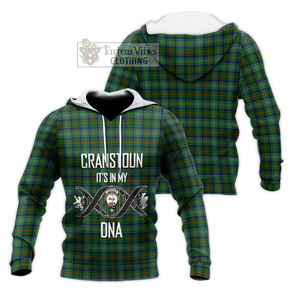 Tartan Vibes Clothing Cranstoun Tartan Knitted Hoodie with Family Crest DNA In Me Style