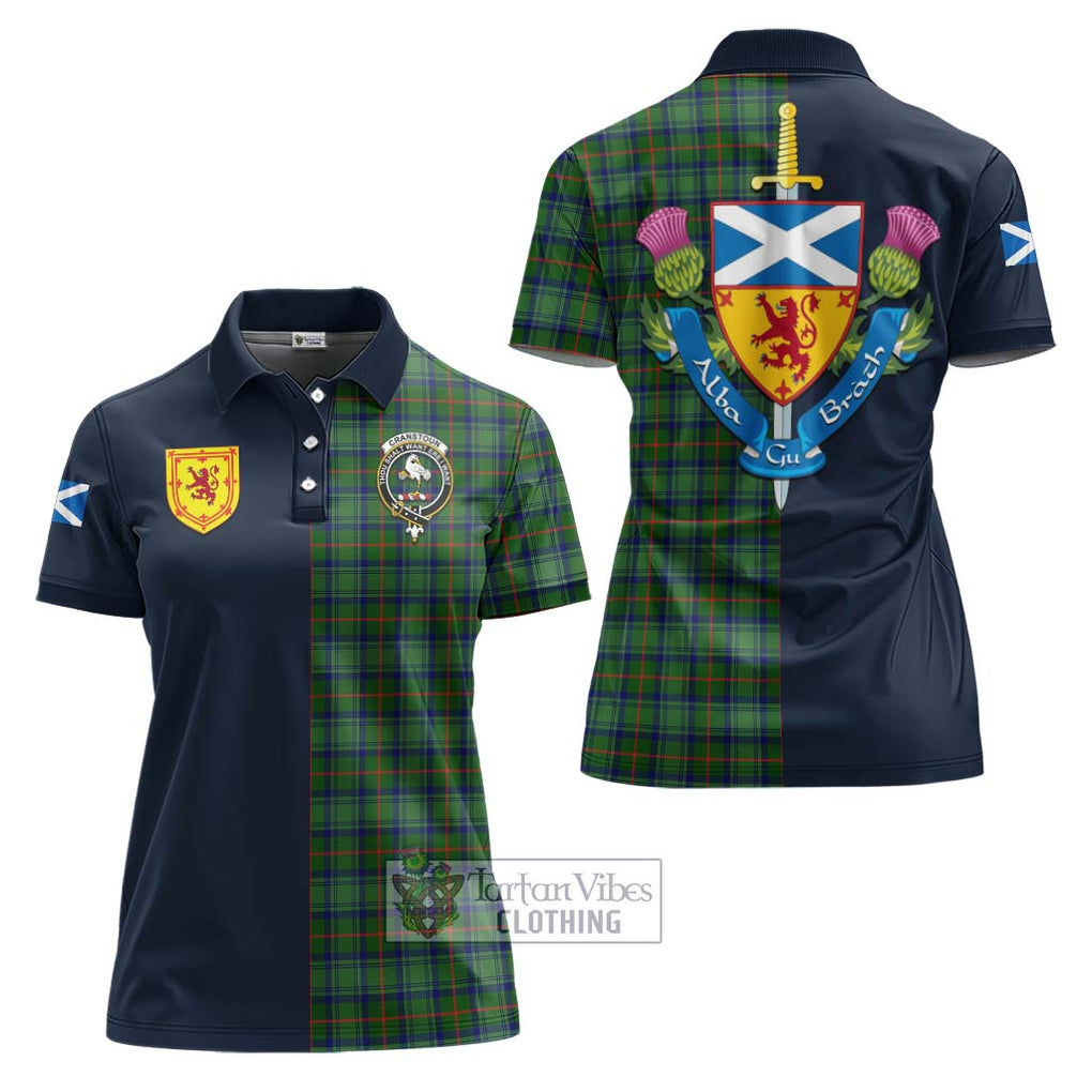 Tartan Vibes Clothing Cranstoun Tartan Women's Polo Shirt with Scottish Lion Royal Arm Half Style