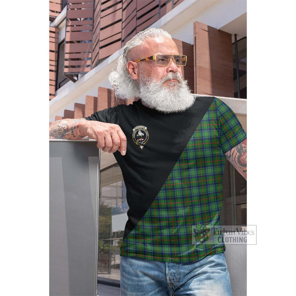 Tartan Vibes Clothing Cranstoun Tartan Cotton T-shirt with Family Crest and Military Logo Style