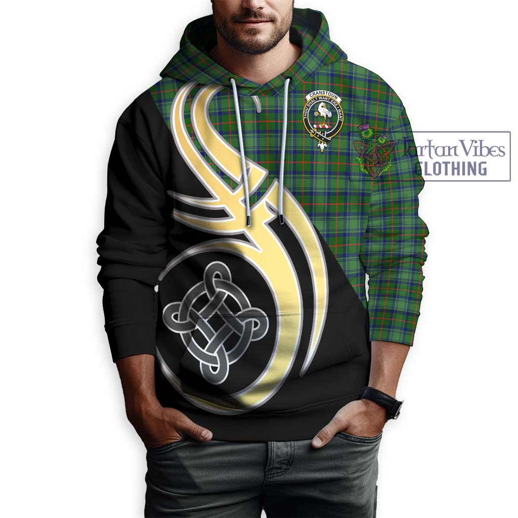 Cranstoun (Cranston) Tartan Hoodie with Family Crest and Celtic Symbol Style Zip Hoodie - Tartan Vibes Clothing