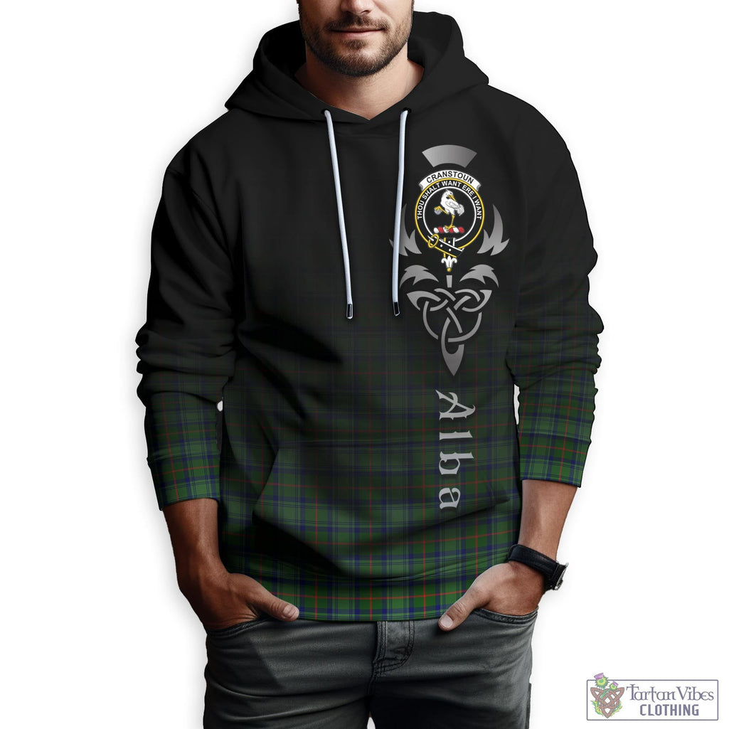 Tartan Vibes Clothing Cranstoun Tartan Hoodie Featuring Alba Gu Brath Family Crest Celtic Inspired