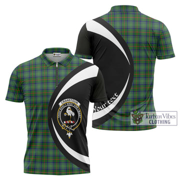 Cranstoun (Cranston) Tartan Zipper Polo Shirt with Family Crest Circle Style