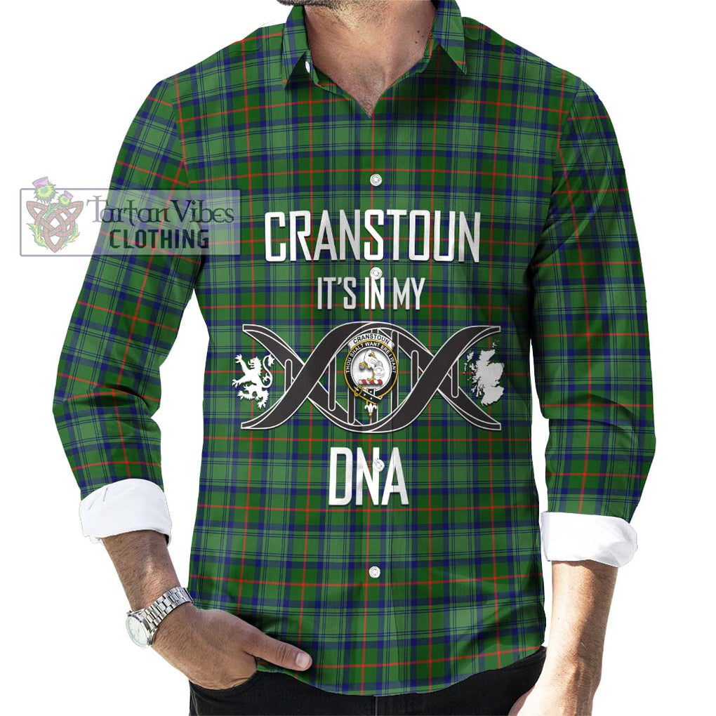 Cranstoun (Cranston) Tartan Long Sleeve Button Shirt with Family Crest DNA In Me Style Men's Shirt S - Tartanvibesclothing Shop