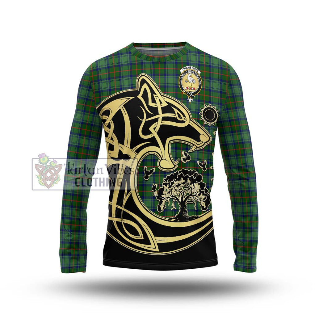 Cranstoun (Cranston) Tartan Long Sleeve T-Shirt with Family Crest Celtic Wolf Style Unisex - Tartan Vibes Clothing