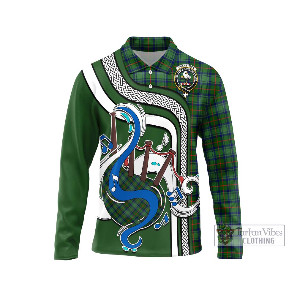 Tartan Vibes Clothing Cranstoun Tartan Long Sleeve Polo Shirt with Epic Bagpipe Style