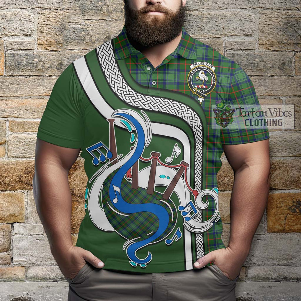 Tartan Vibes Clothing Cranstoun Tartan Polo Shirt with Epic Bagpipe Style