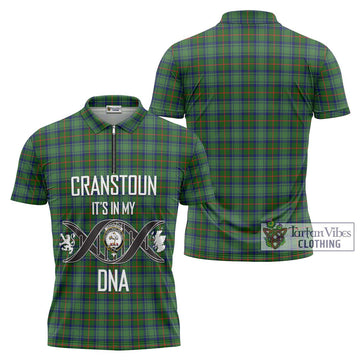 Cranstoun (Cranston) Tartan Zipper Polo Shirt with Family Crest DNA In Me Style