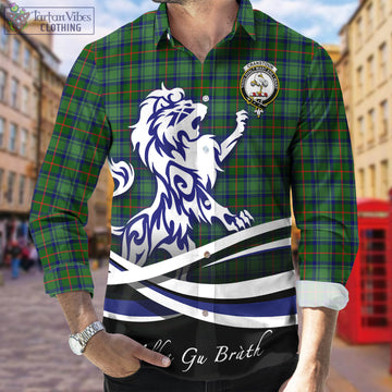 Cranstoun (Cranston) Tartan Long Sleeve Button Up Shirt with Alba Gu Brath Regal Lion Emblem