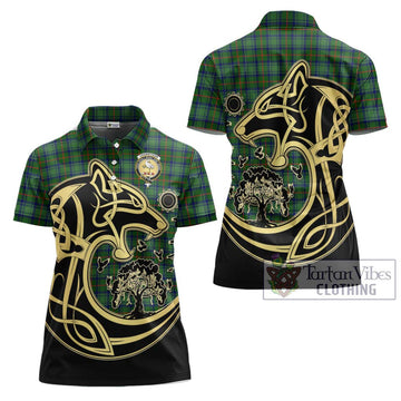 Cranstoun (Cranston) Tartan Women's Polo Shirt with Family Crest Celtic Wolf Style