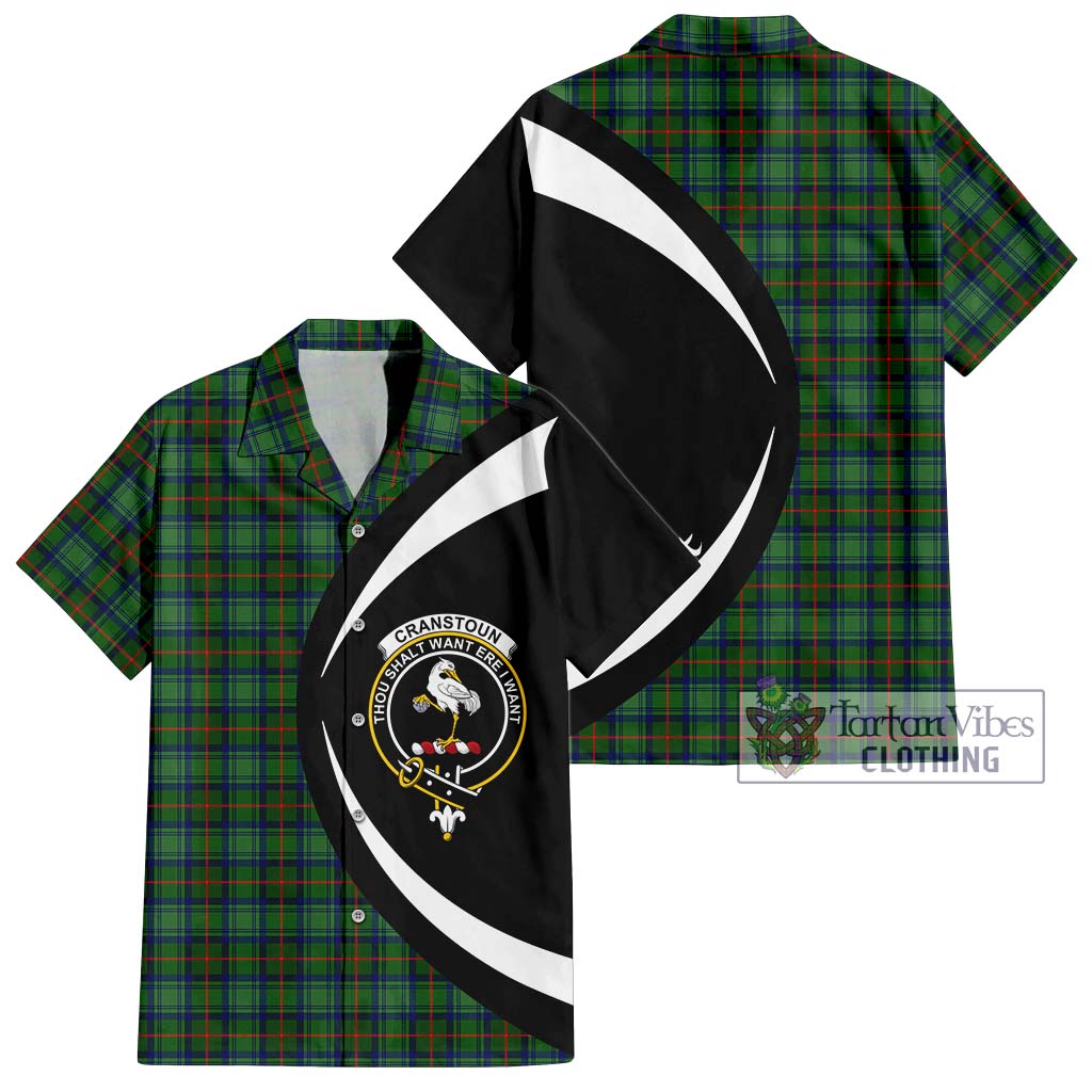 Cranstoun (Cranston) Tartan Short Sleeve Button Up with Family Crest Circle Style Kid - Tartan Vibes Clothing