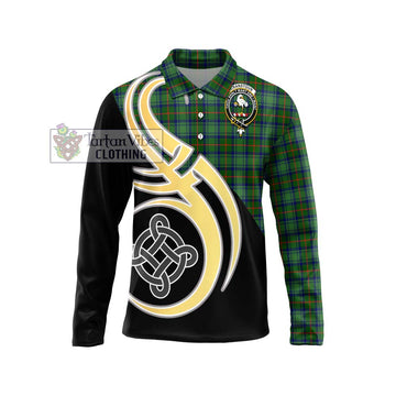 Cranstoun (Cranston) Tartan Long Sleeve Polo Shirt with Family Crest and Celtic Symbol Style