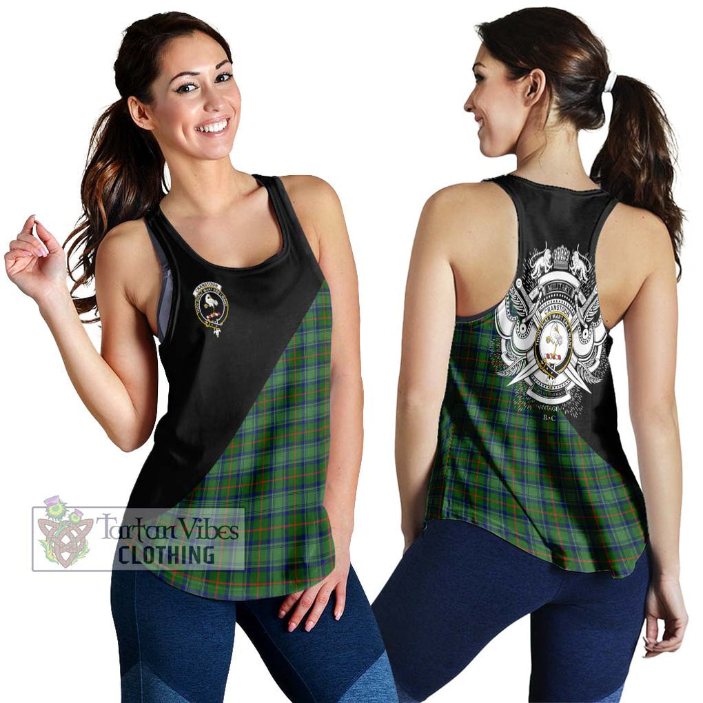 Cranstoun (Cranston) Tartan Women's Racerback Tanks with Family Crest and Military Logo Style 4XL - Tartanvibesclothing Shop