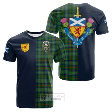 Cranstoun (Cranston) Tartan Cotton T-shirt Alba with Scottish Lion Royal Arm Half Style