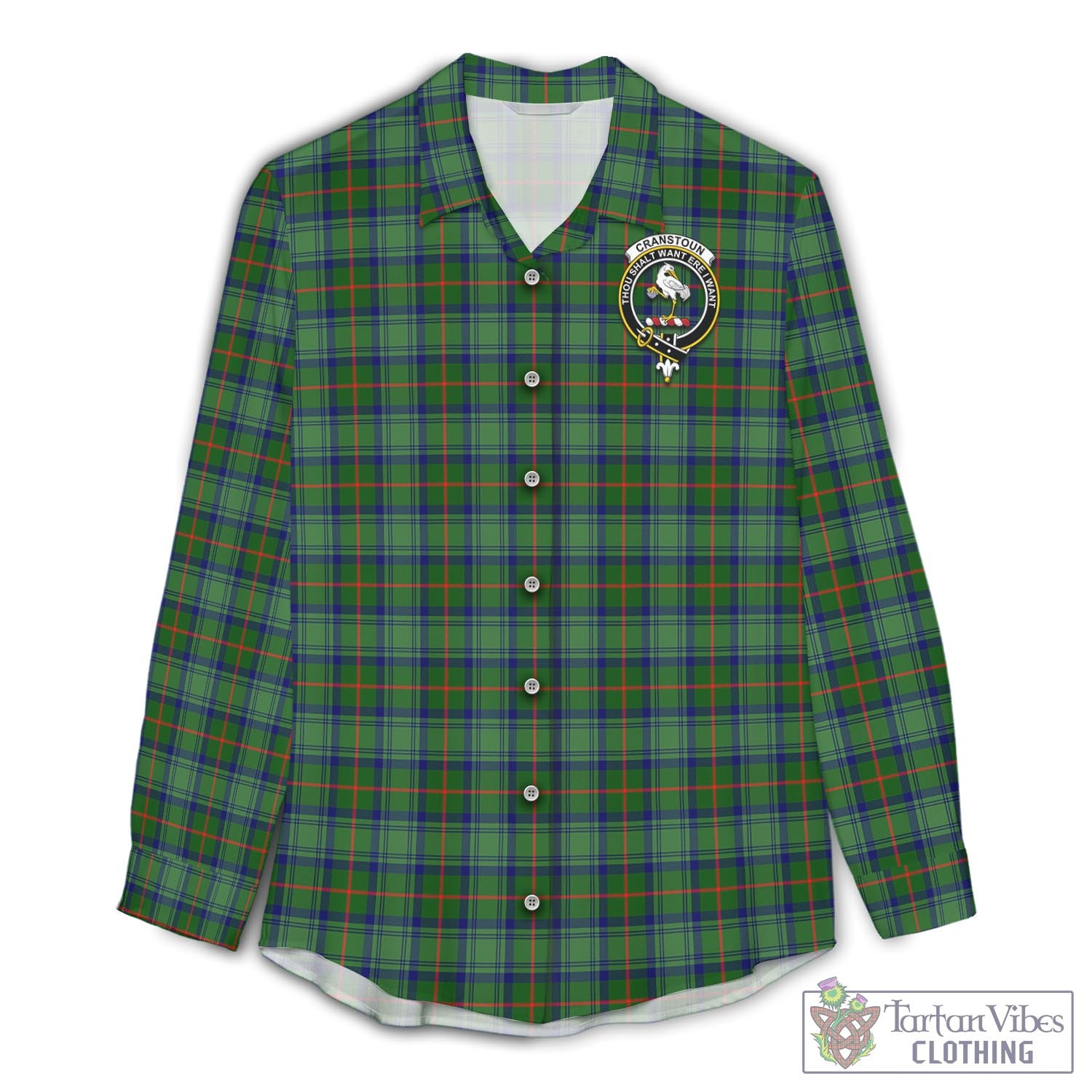 Tartan Vibes Clothing Cranstoun Tartan Womens Casual Shirt with Family Crest