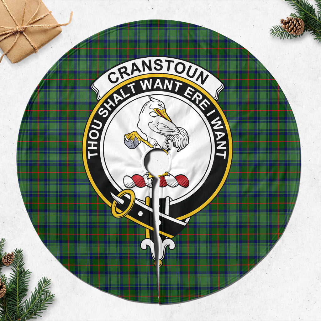 Cranstoun Tartan Christmas Tree Skirt with Family Crest - Tartanvibesclothing