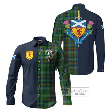 Cranstoun (Cranston) Tartan Long Sleeve Button Shirt Alba with Scottish Lion Royal Arm Half Style