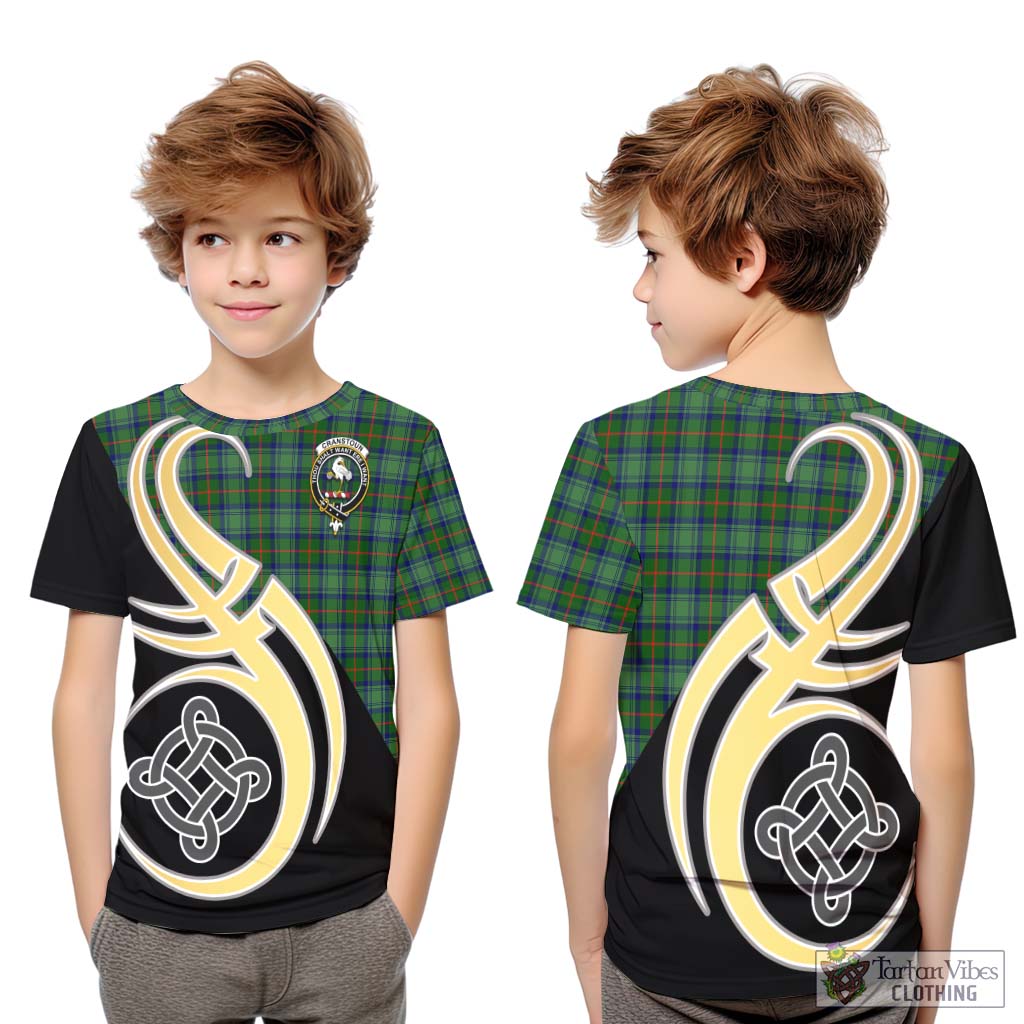 Cranstoun (Cranston) Tartan Kid T-Shirt with Family Crest and Celtic Symbol Style Youth XL Size14 - Tartan Vibes Clothing