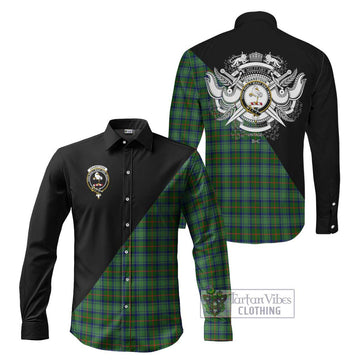 Cranstoun (Cranston) Tartan Long Sleeve Button Shirt with Family Crest and Military Logo Style