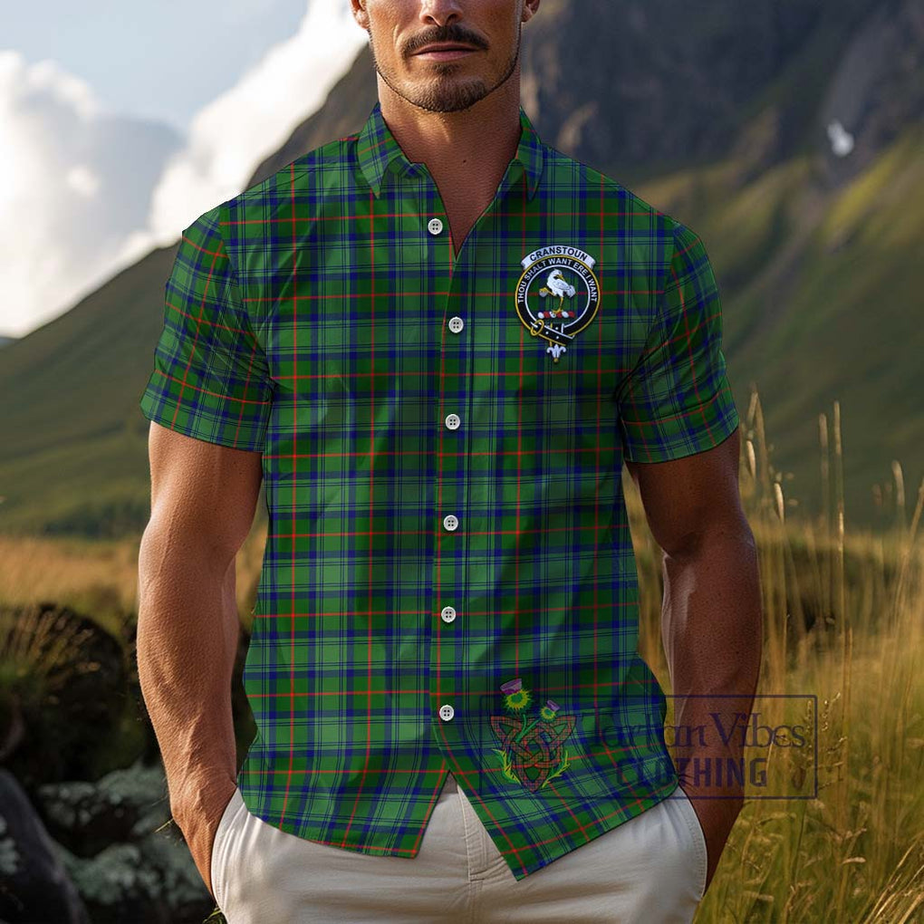 Cranstoun (Cranston) Tartan Cotton Hawaiian Shirt with Family Crest Adult - Tartan Vibes Clothing