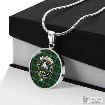 Cranstoun (Cranston) Tartan Circle Necklace with Family Crest