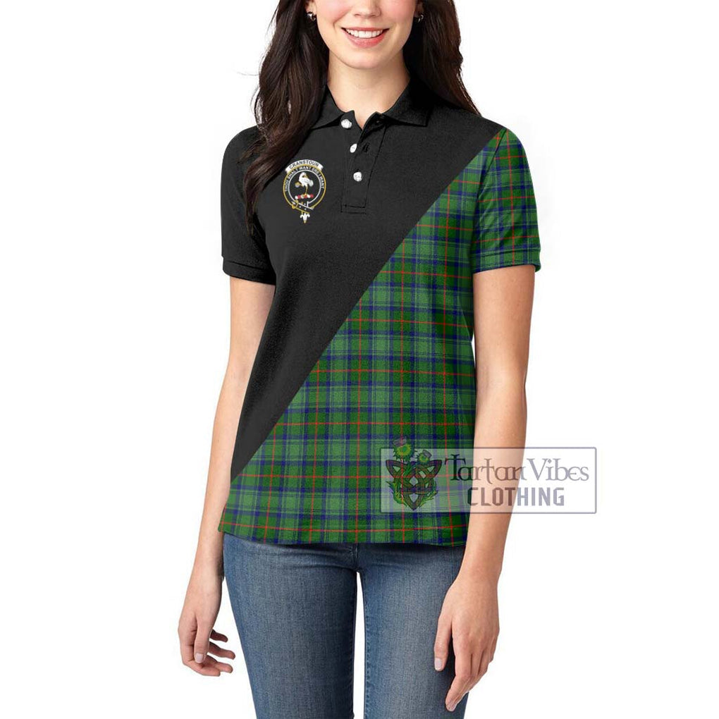 Cranstoun (Cranston) Tartan Women's Polo Shirt with Family Crest and Military Logo Style - Tartanvibesclothing Shop