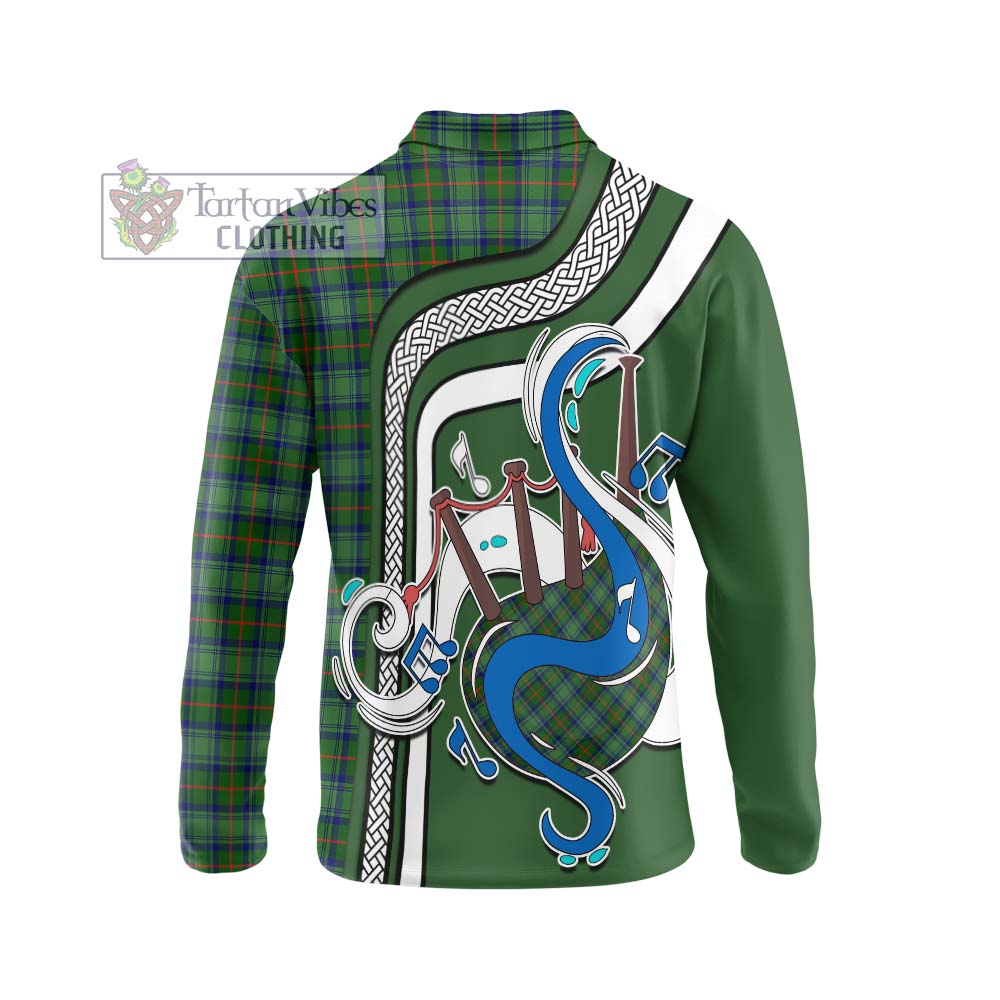 Tartan Vibes Clothing Cranstoun Tartan Long Sleeve Polo Shirt with Epic Bagpipe Style